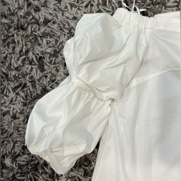 Banana Republic Off-Shoulder White Poplin Blouse super stretch shirt💥NEW - Picture 11 of 16